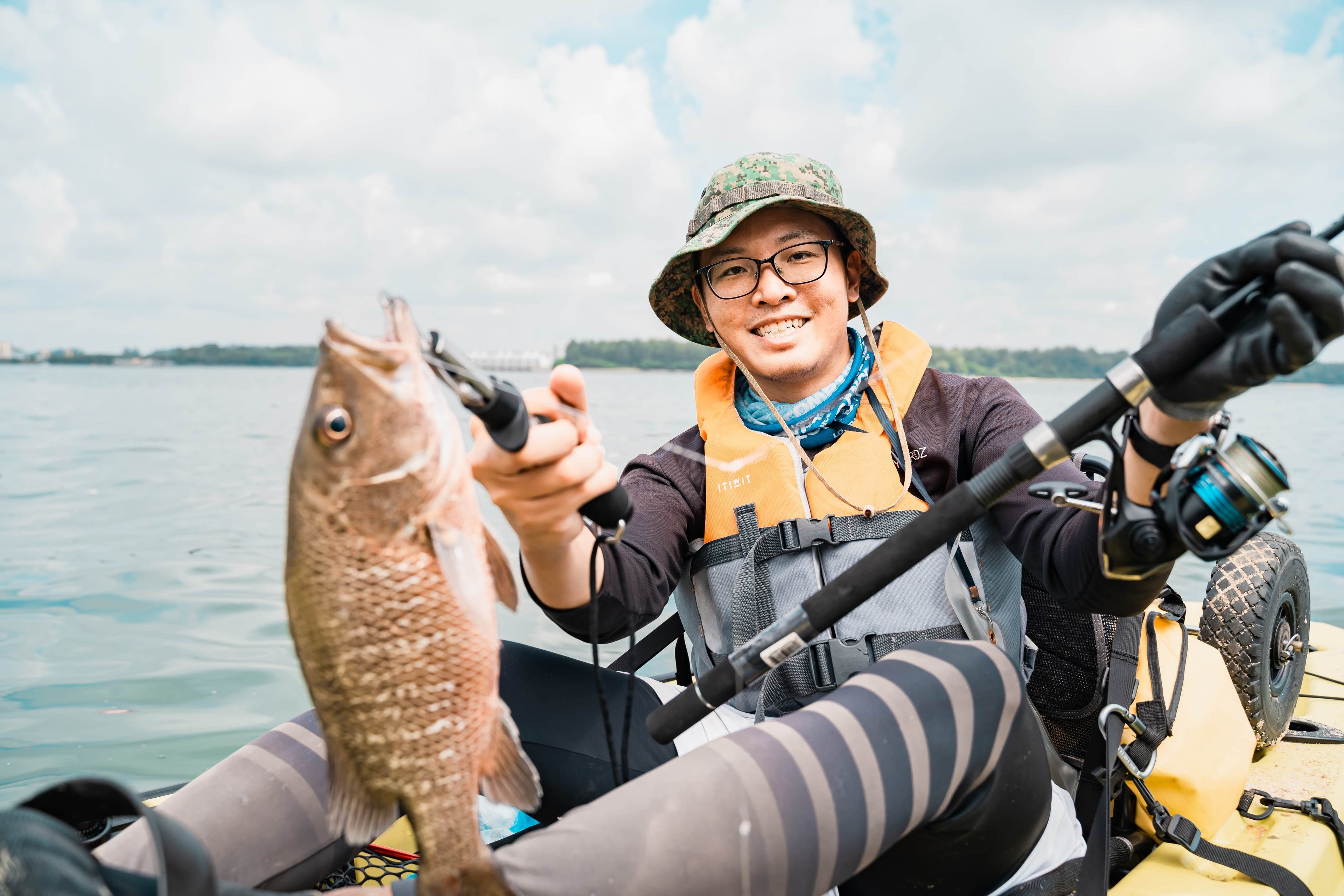 Load video: Purehybridz fishing guide Dom catches Mangrove jack and barramundi at Pulau Ubin Singapore